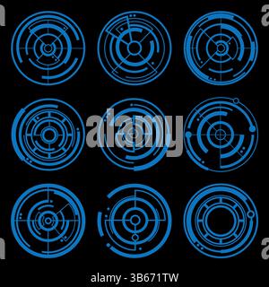 Illustrazione vettoriale creativa del set di icone a mirini isolato su sfondo trasparente Illustrazione Vettoriale