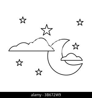 Simbolo della luna continuo disegno di una linea isolato dall'illustrazione vettoriale del contorno Illustrazione Vettoriale