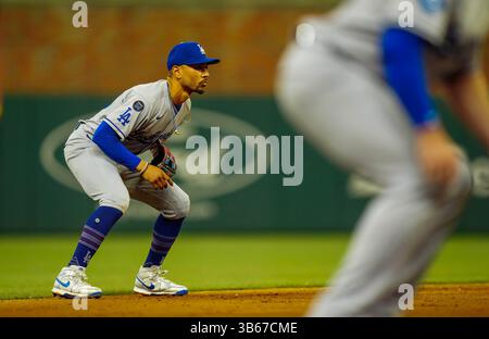 Cumberland, GA, Stati Uniti. 2 maggio 2025. L'interbase dei Los Angeles Dodgers MOOKIE BETTS (50) gioca contro gli Atlanta Braves al Truist Park di Cumberland, Georgia. I Dodgers sconfiggono i Braves 2-1. (Credit Image: © Walter G. Arce Sr./ASP via ZUMA Press Wire) SOLO PER USO EDITORIALE! Non per USO commerciale! Foto Stock