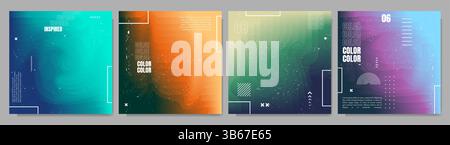 Illustrazione vettoriale. Sfondo gradiente astratto con forme fluide e onde dinamiche. Design futuristico con elementi geometrici e colori brillanti Illustrazione Vettoriale