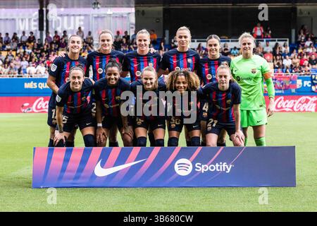 17 settembre 2022, Barcellona, Barcellona, Spagna: Squadra del FC Barcelona durante la partita di Liga F tra FC Barcelona e UDG Tenerife allo stadio Johan Cruyff il 17 settembre 2022 a Barcellona, Spagna. (Immagine di credito: © Javier Borrego/AFP7 via ZUMA Press Wire) Foto Stock