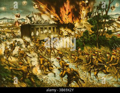 La Noshido Infantry Company distrugge una strada ferroviaria dietro le linee nemiche, guerra siberiana, intorno al 1919. Foto Stock