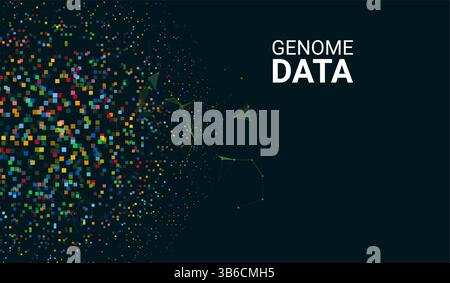 Background vettoriale sequenza di dati dna genetico. Test genico del DNA infografica scienza astratta diagramma concettuale della biotecnologia Illustrazione Vettoriale