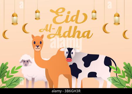 illustrazione di sfondo eid al adha in stile gradiente Illustrazione Vettoriale