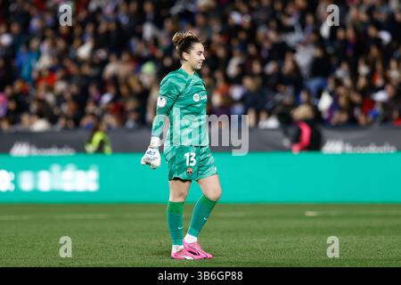 17 gennaio 2024: CATA Coll del FC Barcelona gesti durante la Supercoppa spagnola 24, Supercopa de Espana, semifinale 2, partita di calcio femminile giocata tra FC Barcelona Femenino e Real Madrid Femenino all'Estadio de Butarque il 17 gennaio 2024 a Leganes, Madrid, Spagna. (Immagine di credito: © Oscar J. Barroso/AFP7 via ZUMA Press Wire) Foto Stock