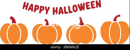 Buon Halloween Orange Pumpkin Banner Illustrazione Vettoriale