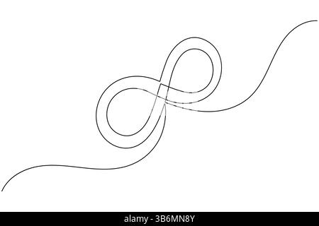 Simbolo di infinito disegno a una linea continuo e stile minimalista isolano l'icona del vettore del contorno Illustrazione Vettoriale