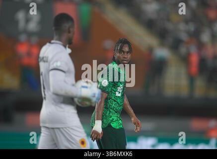 2 febbraio 2024: Ademola Olajide Lookman (Nigeria) guarda durante una partita di Coppa d'Africa - quarti di finale, Nigeria vs Angola, allo Stade Felix Houphouet-Boigny, Abidjan, Costa d'Avorio. Kim Price/CSM (immagine di credito: © Kim Price/CSM tramite ZUMA Press Wire) Foto Stock