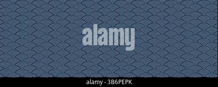 Sfondo vettoriale tradizionale giapponese Seigaiha Wave in blu, che rappresenta l'armonia e la continuità con un'estetica orientale e minimalista. Illustrazione Vettoriale