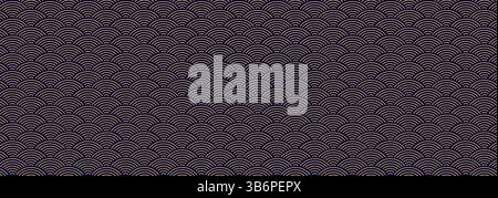 Sfondo vettoriale tradizionale giapponese Seigaiha Wave in blu, che rappresenta l'armonia e la continuità con un'estetica orientale e minimalista. Illustrazione Vettoriale