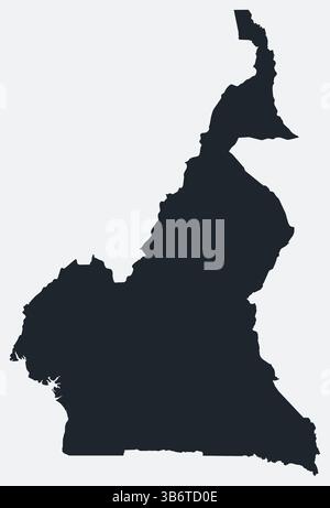 Mappa del Camerun. Solo una semplice mappa dei confini. La forma del paese. Profilo vuoto e piatto del Camerun. Illustrazione del contorno vettoriale. Illustrazione Vettoriale