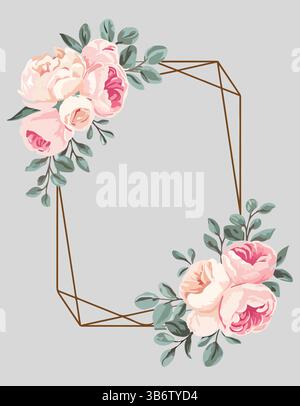 sfondo decorativo in fiore color pastello con struttura rettangolare dorata Illustrazione Vettoriale