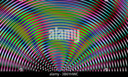 Texture di illusione a griglia al neon: Linee ondulate concentriche colorate per sfondi futuristici digitali e Tech Art Foto Stock