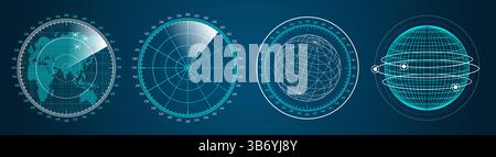 Set vettoriale interfaccia utente grafica futuristica HUD UI Illustrazione Vettoriale