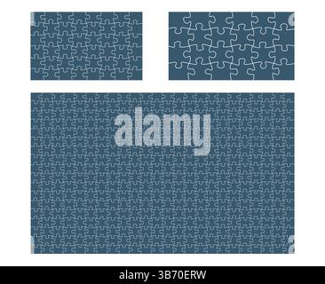 Set di pezzi di puzzle. Puzzle con 24, 48, 300 pezzi. Modelli puzzle. Illustrazione Vettoriale