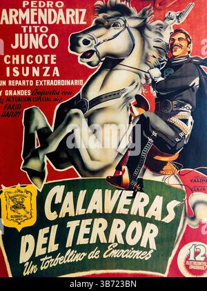 Immagine parziale di Calaveras del Terror, poster vintage messicano Cine Foto Stock