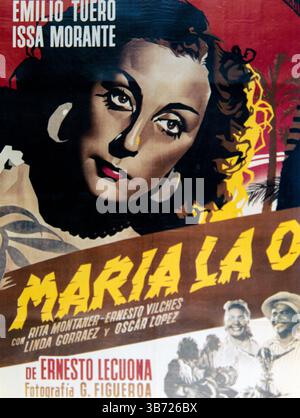 Immagine parziale del poster Cine messicano d'epoca Maria la O. Foto Stock