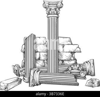 Antiche rovine di colonne Illustrazione Vettoriale