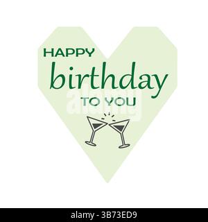 Buon compleanno testo con festa e decorazione a cuore per il design di biglietti d'auguri - file modificabile EPS. Illustrazione Vettoriale