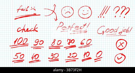 Frecce e segni di sottolineatura per School Doodles. Un set dinamico di frecce, sottolineature e punti di enfasi disegnati a mano, perfetto per le note, l'evidenziazione, e. Illustrazione Vettoriale