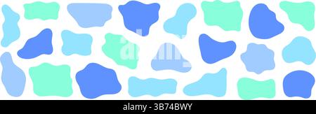 Set di lobi organici colorati astratti in tonalità blu e turchese, elementi vettoriali isolati per un design moderno, sfondi e creatività Illustrazione Vettoriale