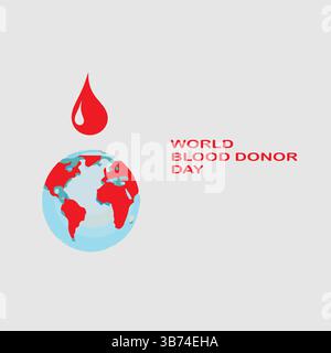 Modello di post sui social media per la giornata mondiale dei donatori di sangue – file EPS modificabile per le aziende. Festeggia e salva vite! Illustrazione Vettoriale