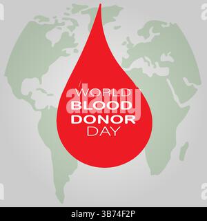 Donate Blood & Save a Life – Social Media Post personalizzabile per la giornata mondiale dei donatori di sangue. Modello EPS modificabile. Illustrazione Vettoriale