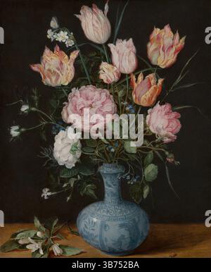 Fiori in un vaso Wanli. Museo: Mauritshuis, l'Aia. Autore: jan Brueghel il Vecchio. Foto Stock
