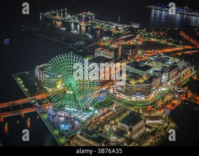 Vista notturna vista dalla Yokohama Landmark Tower. Luogo di ripresa: Yokohama-città prefettura di kanagawa Foto Stock