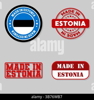 Set di quattro francobolli con bandiera fatta in Estonia Illustrazione Vettoriale