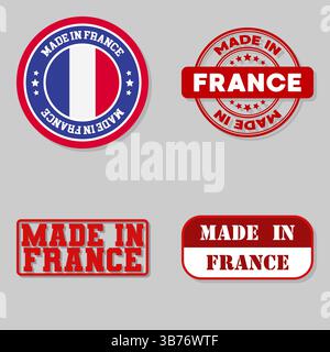 Set di quattro francobolli con bandiera prodotta in Francia Illustrazione Vettoriale