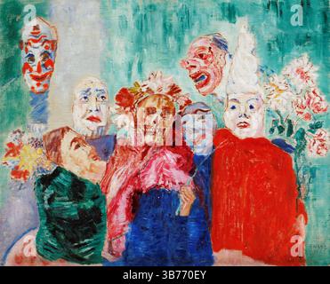 James Ensor. Dipinto intitolato "Maschere" dell'artista espressionista belga, James Sidney Edouard, barone Ensor (1860-1949), olio su tela, 1925 Foto Stock