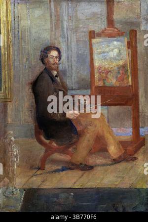 James Ensor. Autoritratto dell'artista espressionista belga, James Sidney Edouard, barone Ensor (1860-1949), olio su tela, c. 1890 Foto Stock
