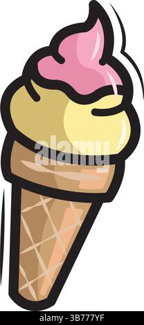 Cono gelato in due colori. Illustrazione vettoriale Illustrazione Vettoriale