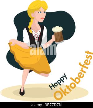 Ragazza ballerina dell'Oktoberfest. Illustrazione vettoriale Illustrazione Vettoriale