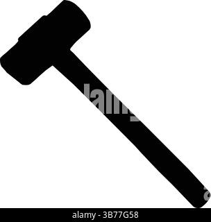 Silhouette di un mazzuolo per impieghi pesanti con manico lungo e testa rettangolare, utensile essenziale per lavori di demolizione e costruzione Illustrazione Vettoriale