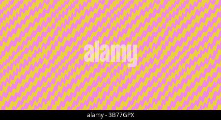 Motivo a zigzag senza cuciture rosa e giallo. Divertenti linee a zig zag disegnate a mano con ritmo di pennello diagonale. Perfetto per avvolgere carta e tessuto Illustrazione Vettoriale