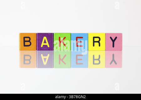 Panificio - una scritta da bambini i blocchi in legno Foto Stock