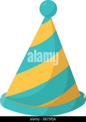 Cappello a cono da festa a righe. Illustrazione vettoriale Illustrazione Vettoriale