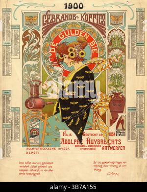 La torrefazione del caffè e il negozio "l'Abeille d'Or". Museo: COLLEZIONE PRIVATA. Autore: ADOLPHE CRESPIN. Foto Stock