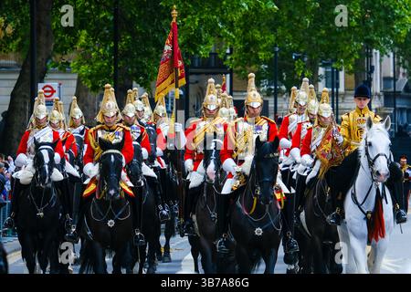 Le commemorazioni ufficiali del VE Day iniziarono con una processione militare che coinvolse 1.300 militari e cadetti da Whitehall al Mall, dove si concluse con un flypast. Foto Stock