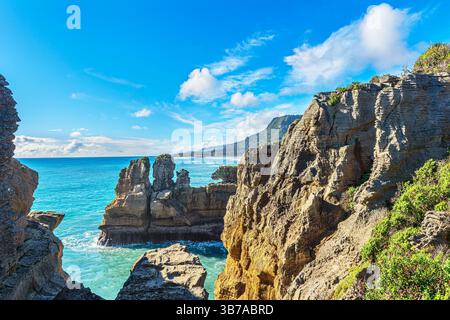 Costa di Punakaiki, Parco Nazionale di Paparoa, Isola del Sud, nuova Zelanda Foto Stock
