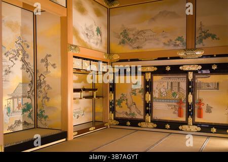 Giappone, Nagoya, Castello, Palazzo Hommaru, interni, dipinti, Foto Stock