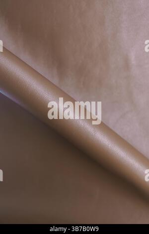 una mousse mocha in vera pelle dalla texture macro, immagine di sfondo, colore dell'anno Foto Stock