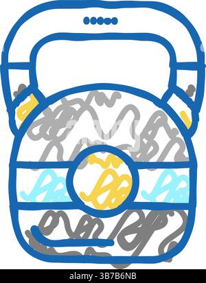 illustrazione doodle con l'icona dello strumento atleta Illustrazione Vettoriale