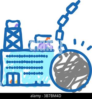 illustrazione dell'icona delle demolizioni di fabbriche Illustrazione Vettoriale