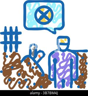 illustrazione del doodle dell'icona di rimozione del terreno contaminato Illustrazione Vettoriale