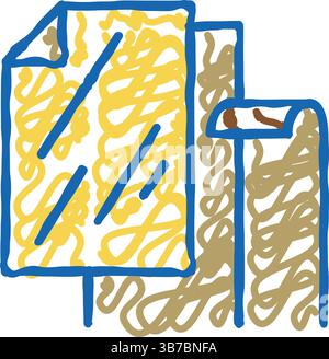 illustrazione del doodle con l'icona della carta pergamena Illustrazione Vettoriale