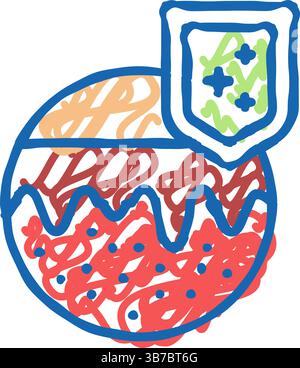 illustrazione dell'icona di difesa dell'immunità cutanea Illustrazione Vettoriale