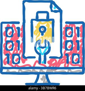 illustrazione del doodle dell'icona del software sorgente chiuso Illustrazione Vettoriale